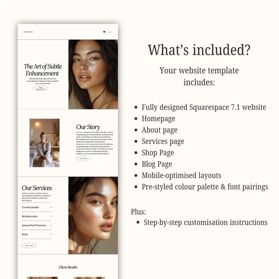 luna template services page preview